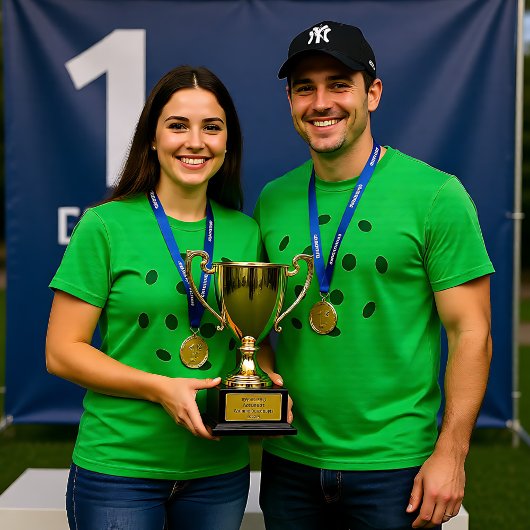 Groene pekelgaten op groen t-shirt