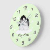 Groene Penguins Heart Nursery Decor Wall klok (Hoek)