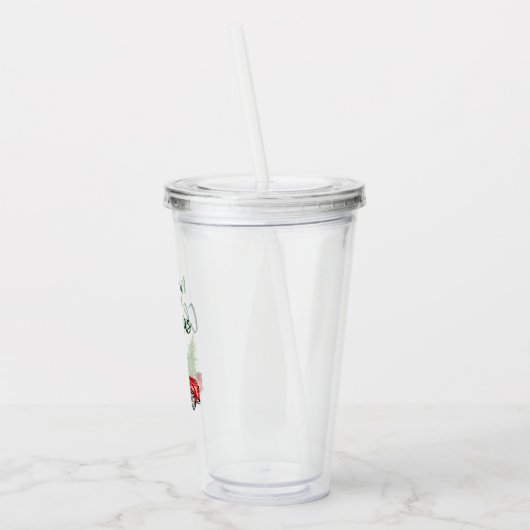 Groene penseel  kerstmis met gebak acryl drinkbeker (Links)