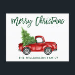 Groene penseel  kerstmis met gebak briefkaart<br><div class="desc">Waterverf  rood penseelscript met kerstboom - prettig kerstBriefkaart</div>