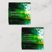 Groene penseel met snijstreep vierkante visitekaartje (Voorkant / Achterkant)