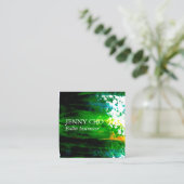 Groene penseel met snijstreep vierkante visitekaartje (Staand voorkant)