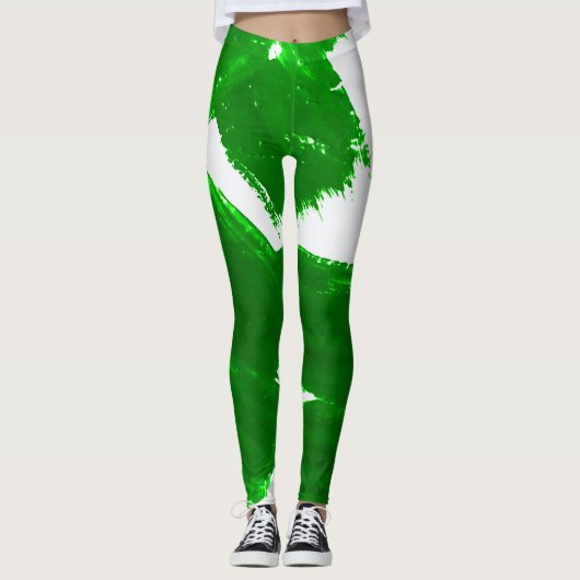 Groene penseelstreken leggings (Voorkant)
