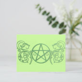 Groene pentakel met bloei briefkaart (Staand voorkant)