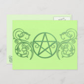 Groene pentakel met bloei briefkaart (Voorkant / Achterkant)