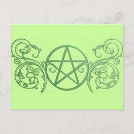 Groene pentakel met bloei briefkaart