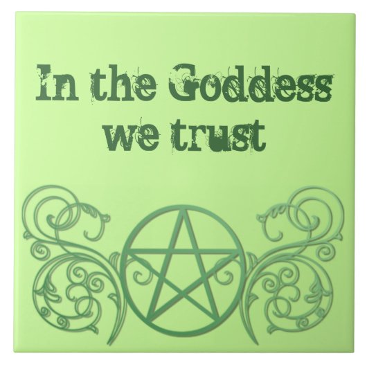 Groene pentakel met bloei tegeltje (Voorkant)