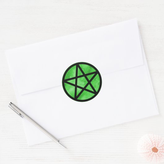 Groene Pentakel Sticker (Envelop)