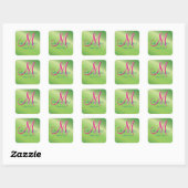 Groene Peper Monogram FAb Waarde Budget Bruiloft Vierkante Sticker (Vel)