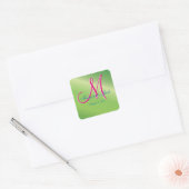 Groene Peper Monogram FAb Waarde Budget Bruiloft Vierkante Sticker (Envelop)