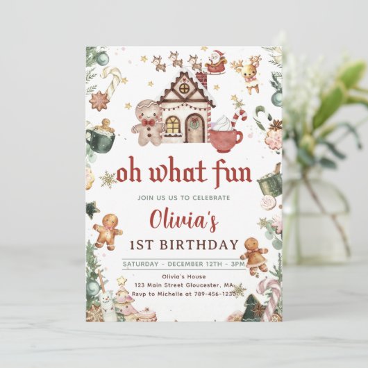 Groene peperkoek Kerstkoekjes Verjaardag Kaart (Staand voorkant)