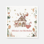 Groene peperkoek Kerstkoekjes Verjaardag Servet (Voorkant)