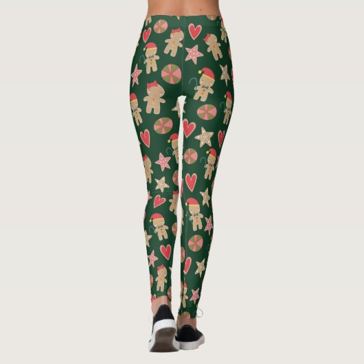 Groene peperkoek Man Cookie Hearts Sterren Schatti Leggings (Achterkant)