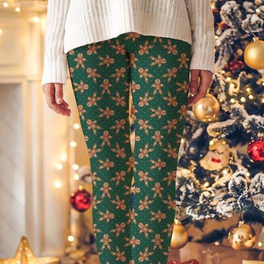 Groene peperkoek Man Polka Dot Kerstmis Leggings