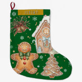 Groene  peperkoek Man, Tree, Christmas Grote Kerstsok (Voorkant)
