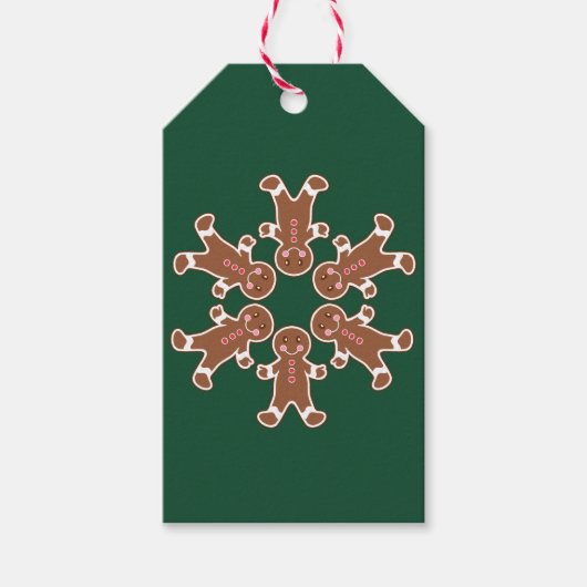 Groene peperkoek Snowflake Gift Labels Cadeaulabel (Voorkant)