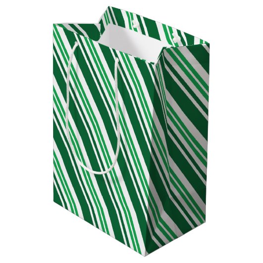 Groene Pepermunt Streep Medium Cadeauzakje (Achterkant Gekanteld)