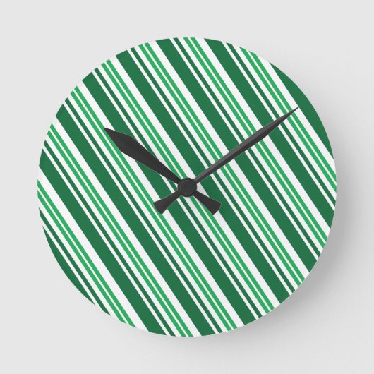 Groene Peppermint Stripe Ronde Klok (Voorkant)