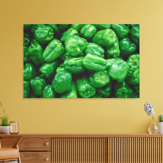 Groene Peppers Canvas Afdruk (Insitu (Woonkamer))