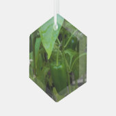 Groene Peppers Glas Ornament (Voorkant links)