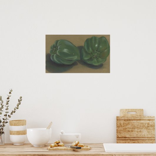 Groene Peppers Poster (Keuken)