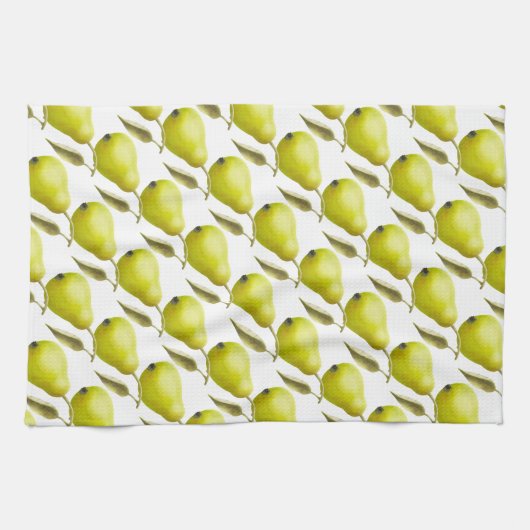 Groene Peren op Wit Theedoek (Horizontaal)
