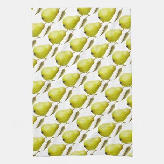 Groene Peren op Wit Theedoek (Verticaal)