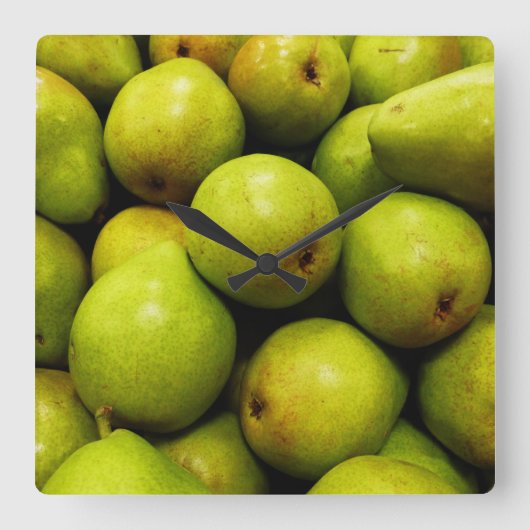 Groene Peren Vierkante Klok (Voorkant)