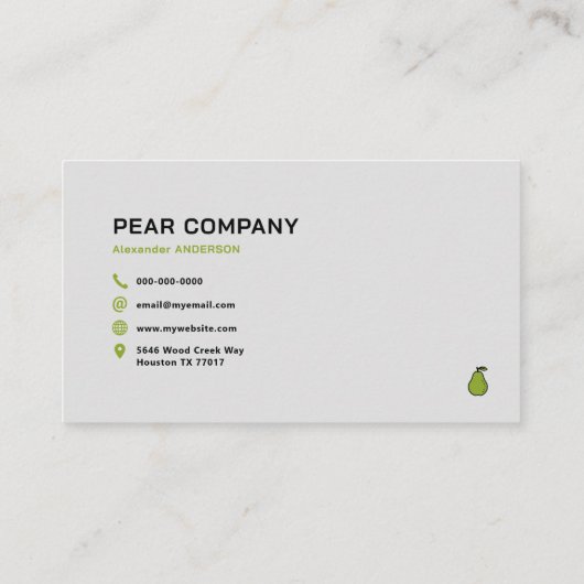 Groene peren visitekaartje (Achterkant)