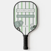 Groene Perfect Match Koppel Bruiloft Pickleball Paddle (Voorkant)