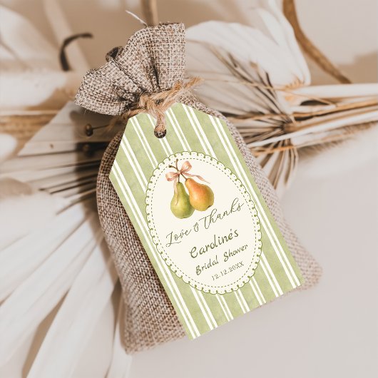 Groene Perfect Pair Pear Bruiloftcadeautags Cadeaulabel