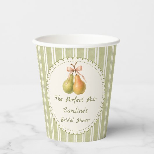 Groene Perfect Pair Pear Bruiloftsfeest Papieren B Bekers (Voorkant)