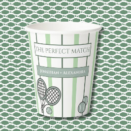 Groene Perfecte Match Tennis Koppels Bruidsdouche Papieren Bekers