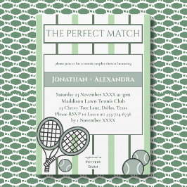 Groene Perfecte Match Tennis Koppels Bruidsfeest Kaart
