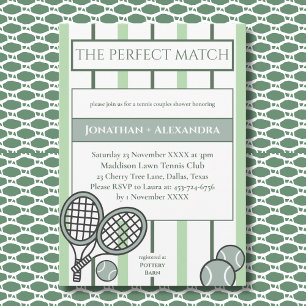 Groene Perfecte Match Tennis Koppels Bruidsfeest Kaart