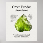 Groene Peridot Gem Crystal Betekenis Kaart Poster (Voorkant)
