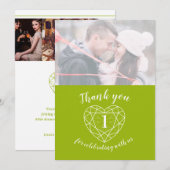 Groene Peridot hartsverjaardag 1 jaar foto Bedankkaart (Voorkant / Achterkant)