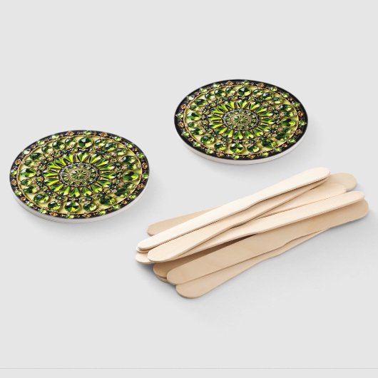 Groene Peridot Jewel Look Hand Fans Handwaaier (Niet-gemonteerd)