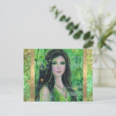 Groene Peridot zeemeermin van Renee Lavoie Feestdagenkaart (Staand voorkant)