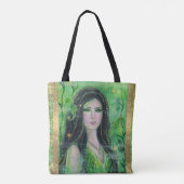 Groene Peridot zeemeermin van Renee Lavoie Tote Bag (Achterkant)