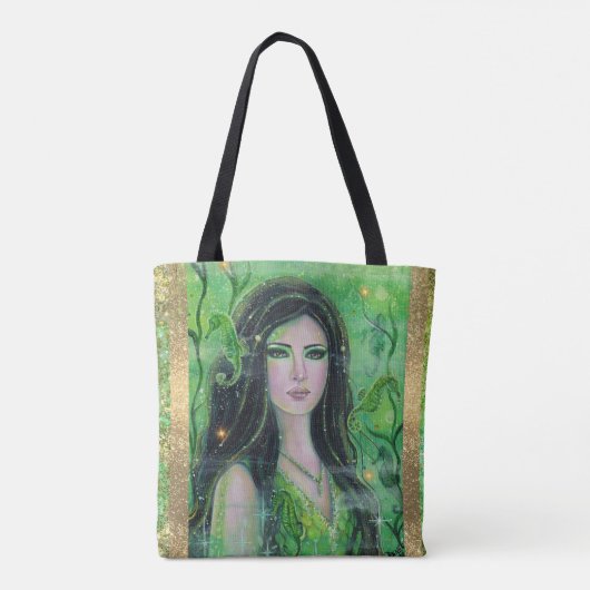 Groene Peridot zeemeermin van Renee Lavoie Tote Bag (Achterkant)