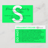 Groene Permanente Eyeliner vermijdt adviezen nazor Visitekaartje (Voorkant / Achterkant)