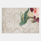 Groene perrot met Rozen op krant Inpakpapier Vel (Voorkant)