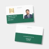 Groene personeels-ID-logofoto beveiliging horizont Badge (Voor- en achterkant)