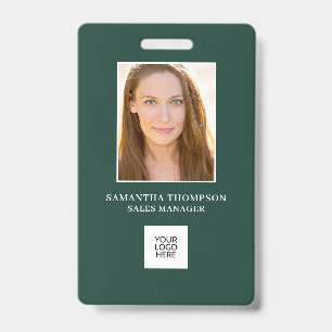 Groene personeelsfoto ID-bedrijfslogo-badge Badge