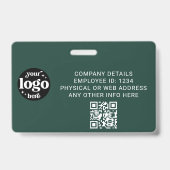 Groene Personeelsfoto ID met QR-code Zakelijk Logo Badge (Achterkant)