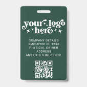 Groene Personeelsfoto ID met QR-code Zakelijk Logo Badge (Achterkant)