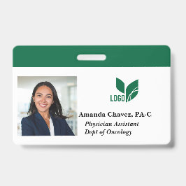 Groene personeelskaart fotonaam badge