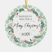 Groene persoonlijke feestdag met twee kanten keramisch ornament (Voorkant)