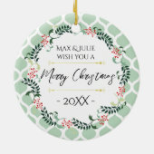 Groene persoonlijke feestdag met twee kanten keramisch ornament (Achterkant)